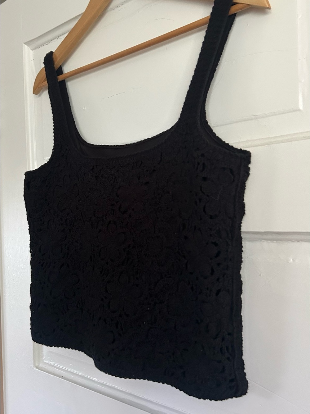 Black Floral Crochet Camisole Tank - Women
